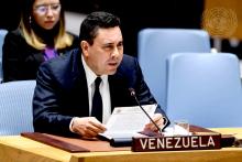 Venezuela’s Samuel Moncada speaking at the U.N. in 2018. (UN Photo/Manuel Elías)
