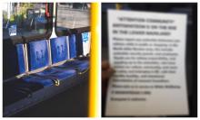 A disturbing flyer that claims "anitwhiteism" is on the rise was seen on Metro Vancouver transit on June 9, 2021.Photo via willie1989/Getty Images and @gloomybb / Twitter